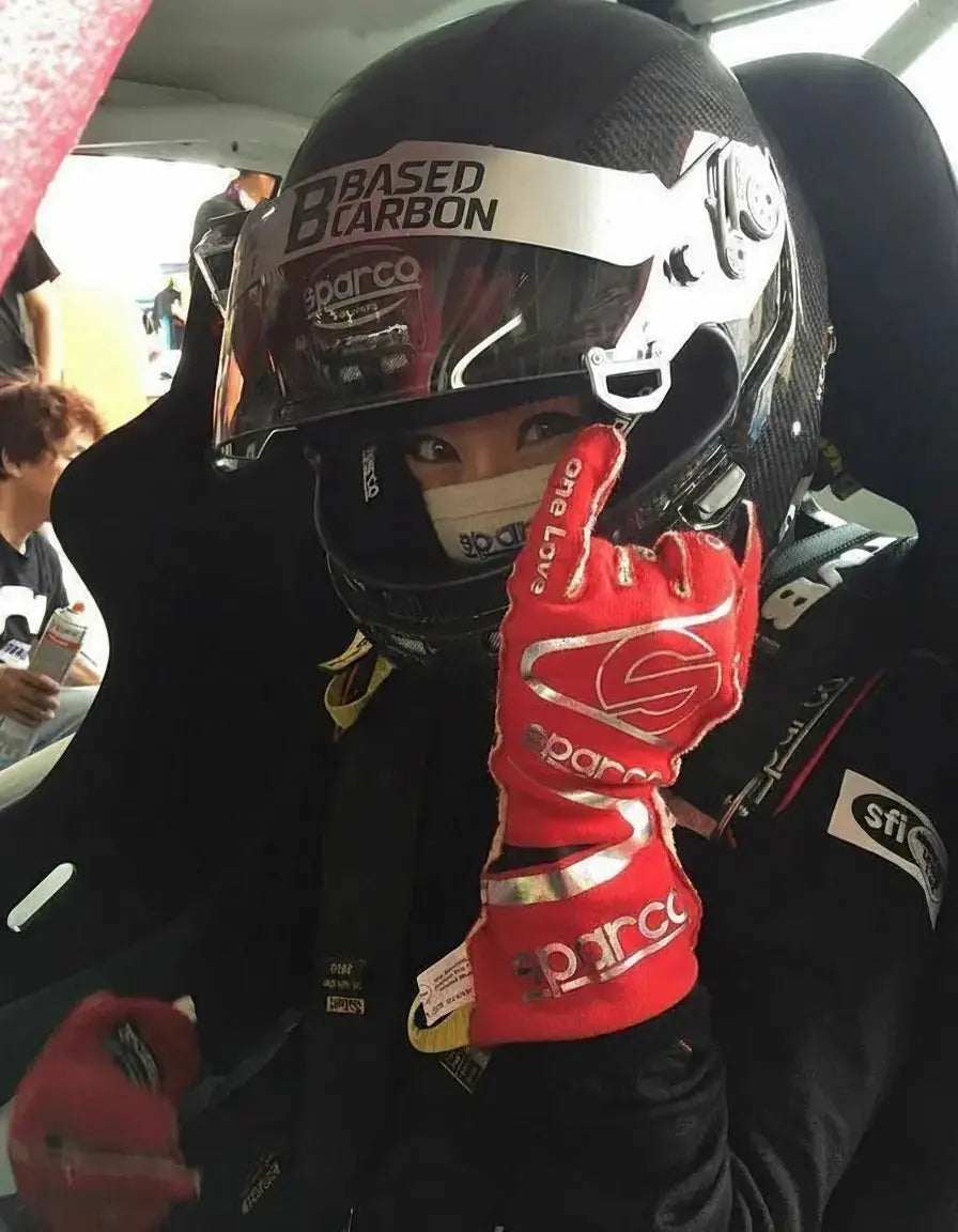 Pro racer holding BasedCarbon phone case